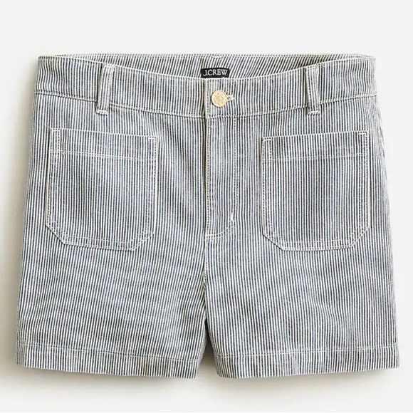 J. Crew Blue and White Jean Shorts Rolled Hem - Picture 4 of 5